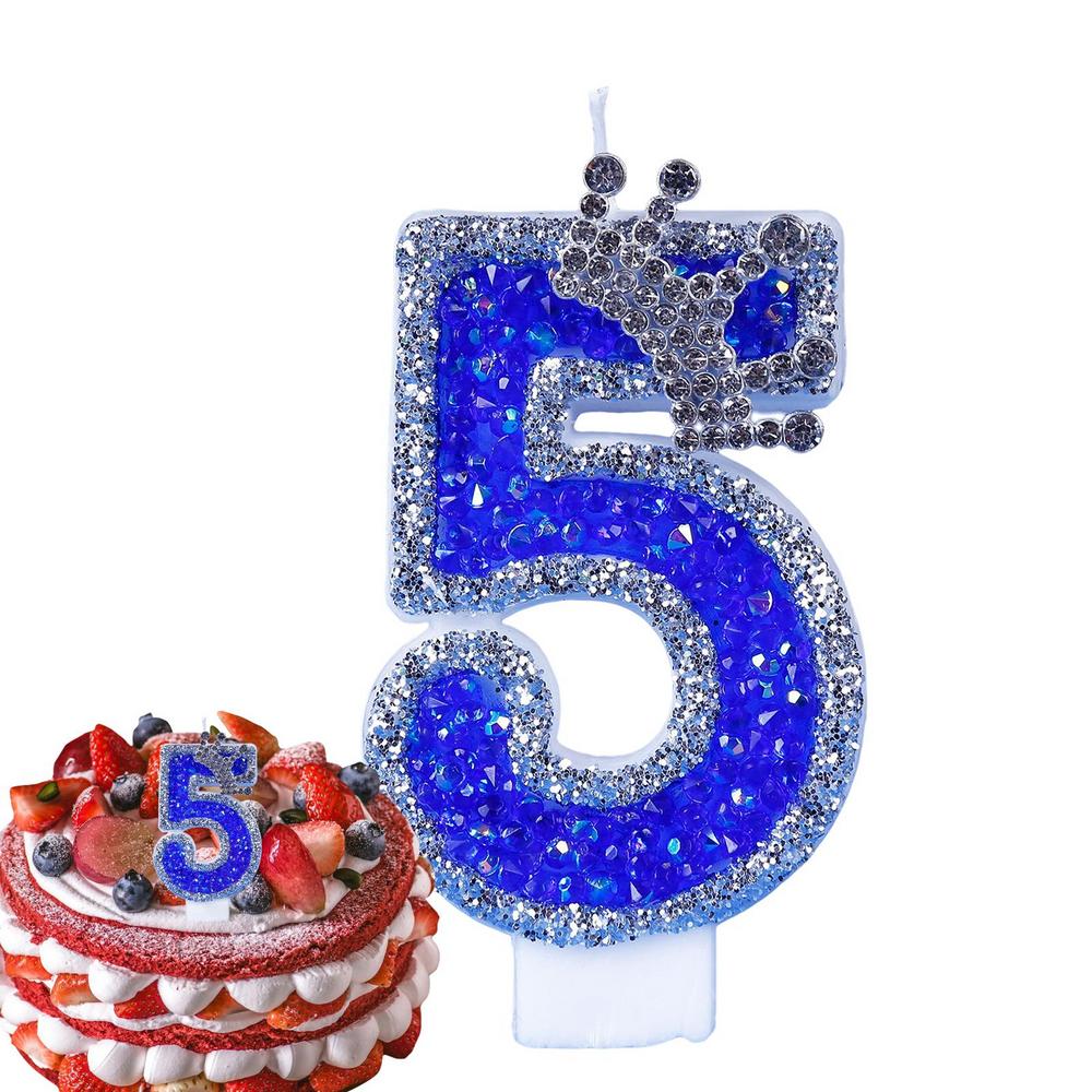 Blue Birthday Candles Glitter Blue Candles For Cake 3D Shape Cake Topper Decoration For Weddings Reunions Theme Parties
