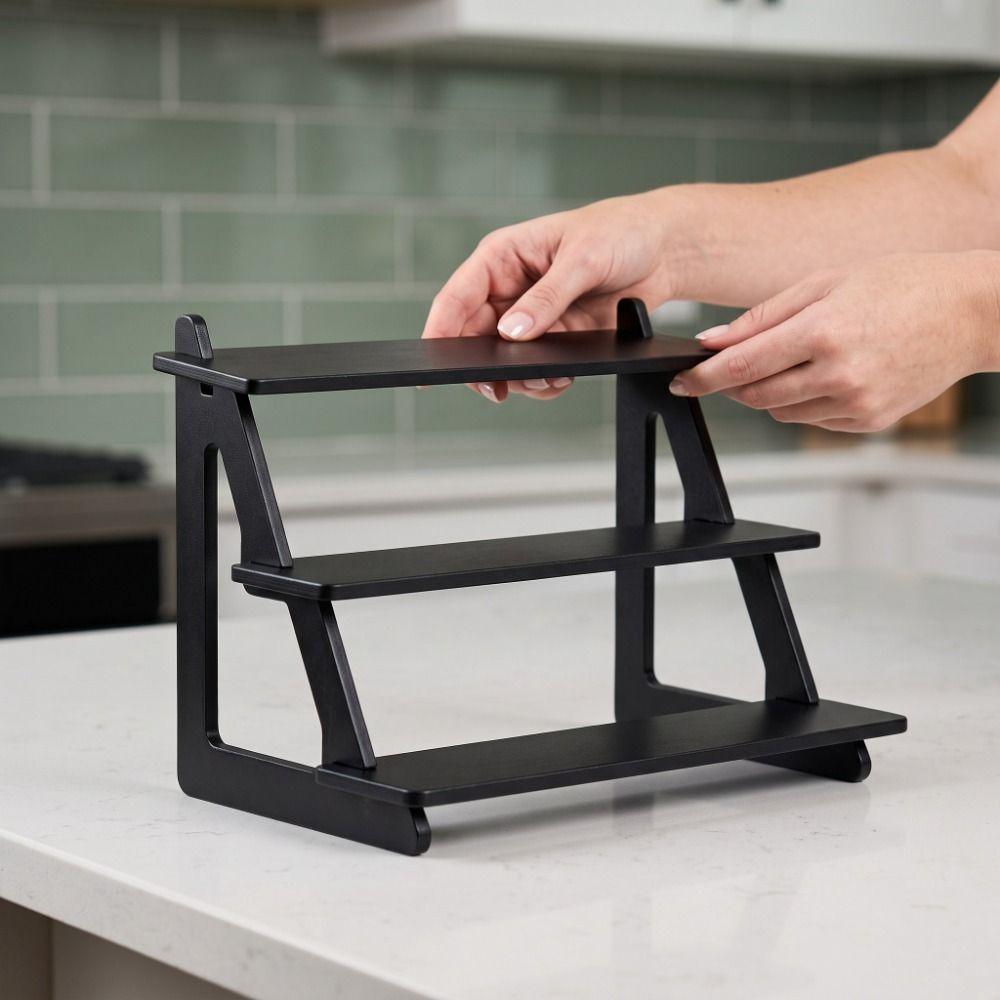 Space Saving Seasoning Storage Rack Portable Retail Display Stand Ladder Display Rack Pantry