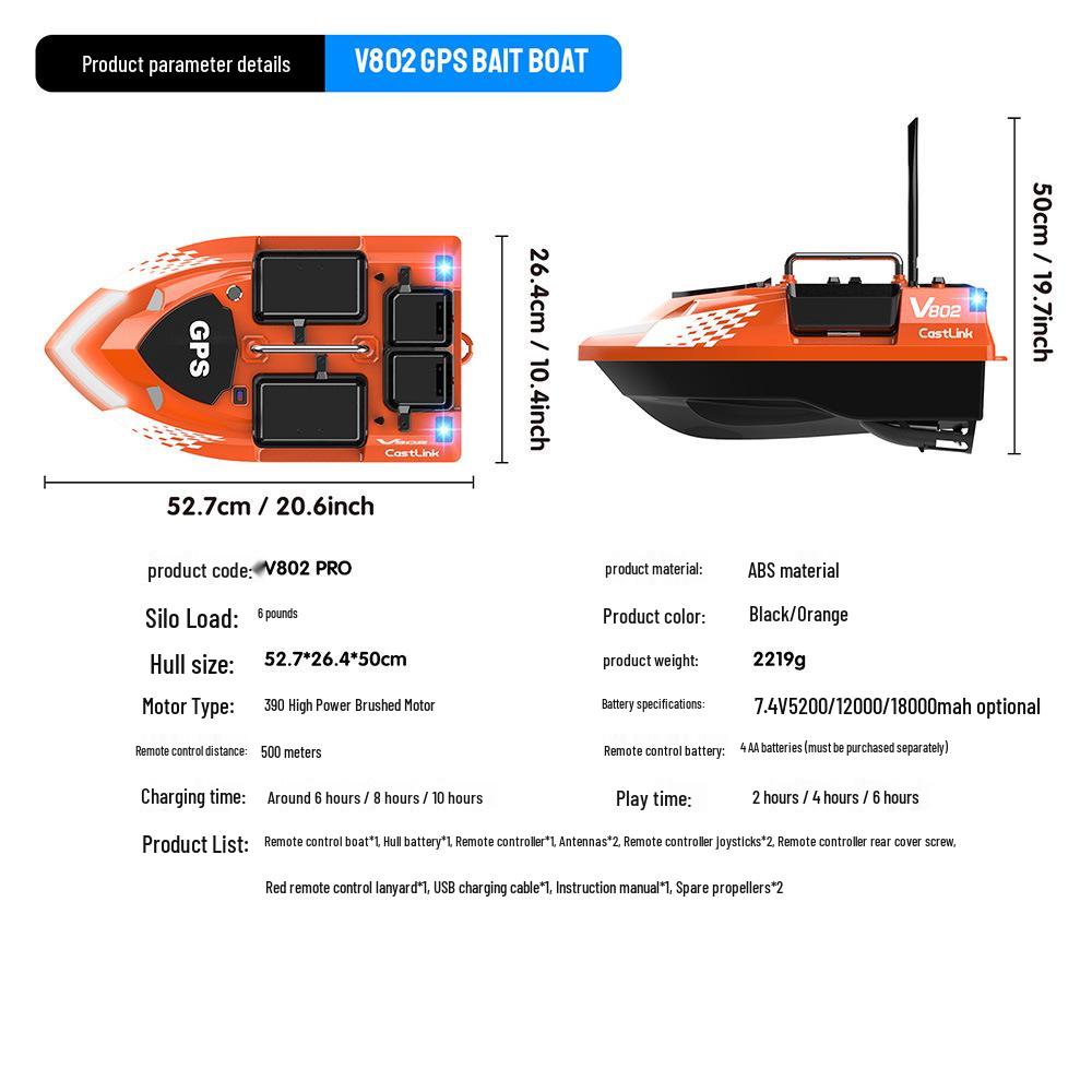 Smart Electric Remote Control Bait Boat with Automatic Return and Dispenser for Outdoor Fishing