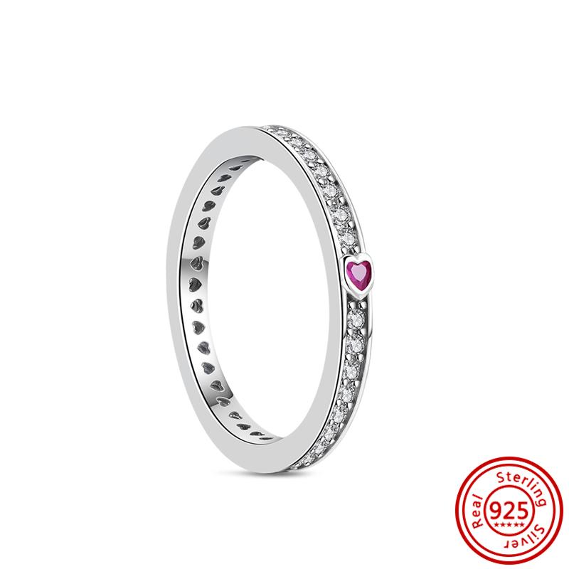 Argent Sterling 925 Cuivre Cœur Étincelant Zircon Flèche Vague Amour Éternel Infini Bagues de Couple Mariage Fiançailles Fête Zircon Cadeau