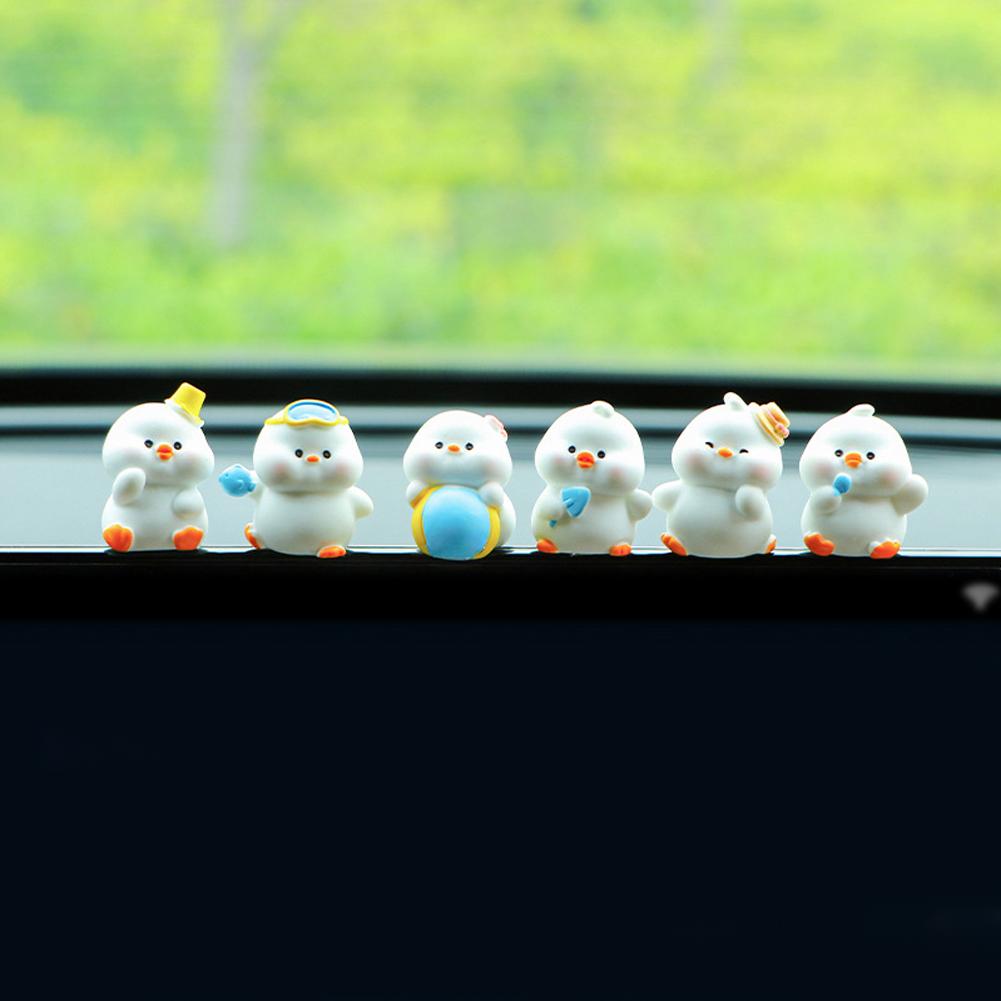 Fun Chicks Cute Mini Duck Bunny Ornaments Car Interior Decor Fairy Garden Home Gift Car Dashboard Rearview Mirror Accessories