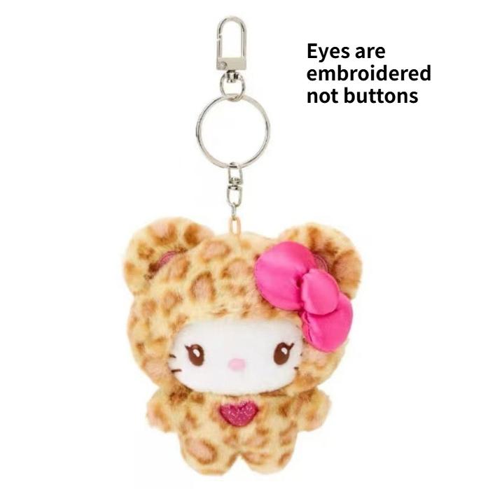 Sanrio Leopard Print Bear Series Hello Kitty Plush Keychain Bag Pendant Ornament Sweet Birthday Gift For Kids And Girls