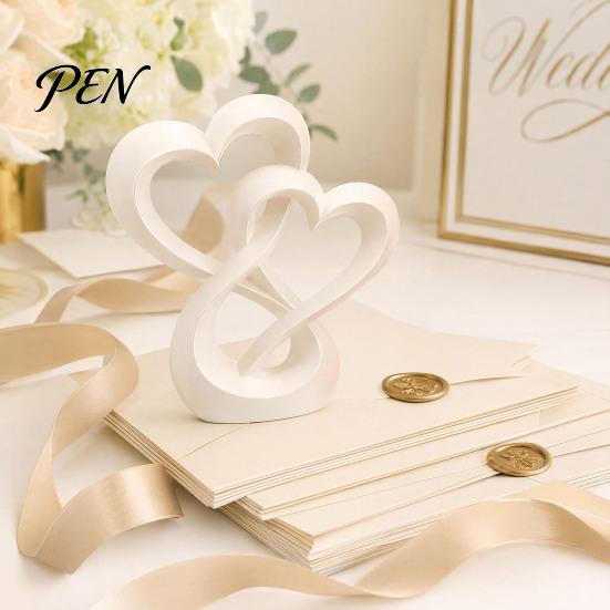 Intertwined Hearts Sculpture Figurine, 3D Printed Love Statue, Table Living Room Display Decor Centerpiece for Wedding Romantic Gift Couples