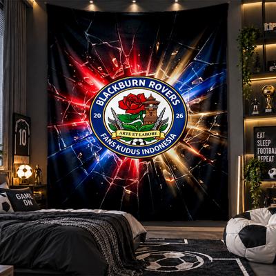 Tapiserie de agățat pe perete cu imprimeu fotbalistic Blackburn Rovers, Pânză pentru Decorare Living, Dormitor, Casă