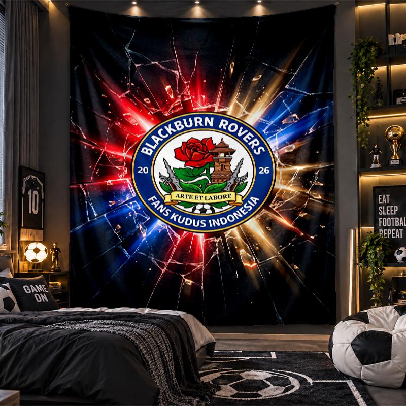 Wall Hanging Tapestry Blackburn Rovers Football Print Cloth for Living Room Bedroom Home Decor
