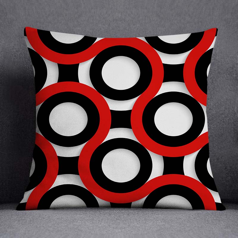 Dekorativer Kissenbezug mit rotem geometrischem Muster, modischer Kissenbezug für Sofa, Stuhl, Auto, Schlafzimmer, Heimdekoration, Umarmungskissenbezug