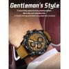 POEDAGAR 1pc Men's Fashion Casual Wristwatch, PU Leather Strap Quartz Watch,Waterproof Luminous Date Chronograph Design, Gift For Men