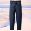 Men Warm Plus Velvet Drawstring Bottoms Solid Color Straight Trousers Sweatpants Down Pants