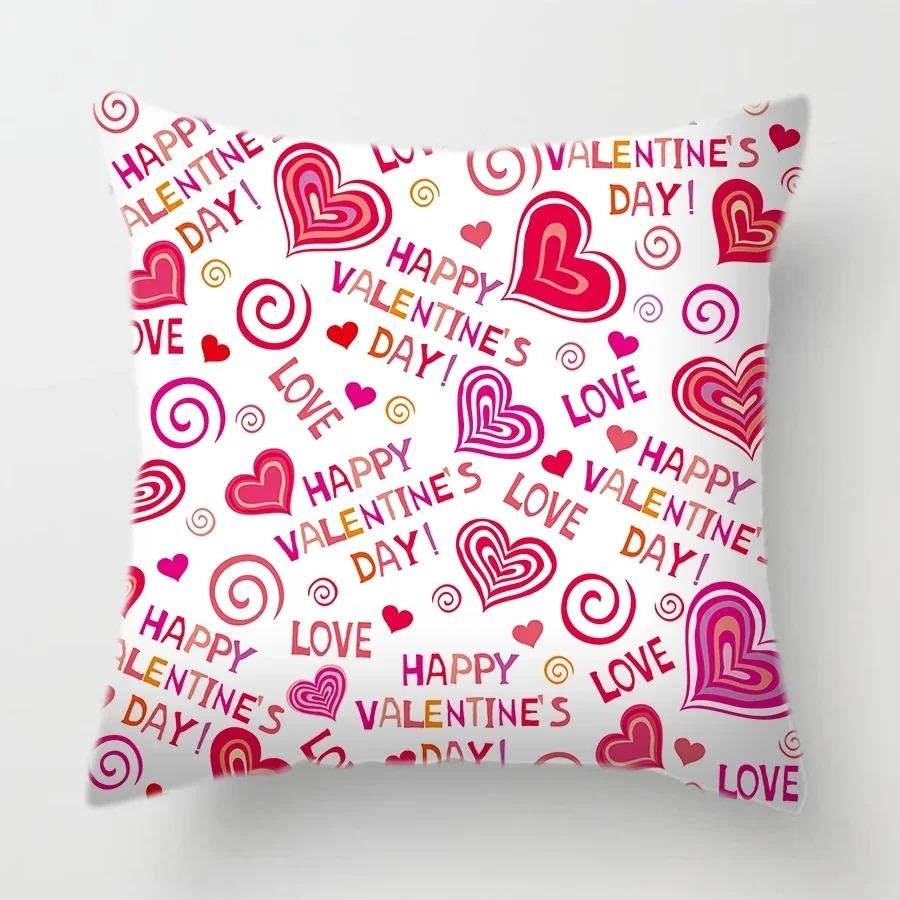 Red Lips Heart Shape Pillow Black Love Letter Sofa Car Cushion Cover ValentineS Day Gift 40x40 cm
