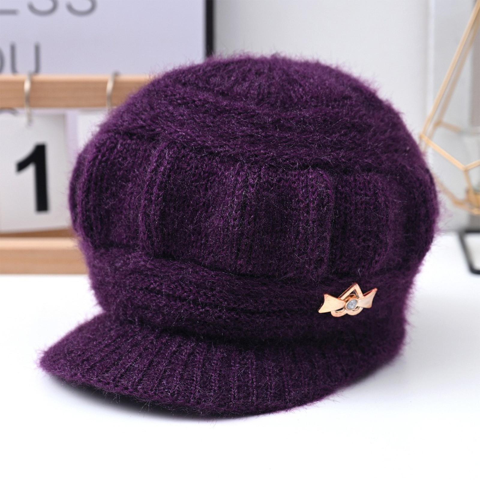 

Ladies Warm Knitted Hat With Thick Velvet One Size