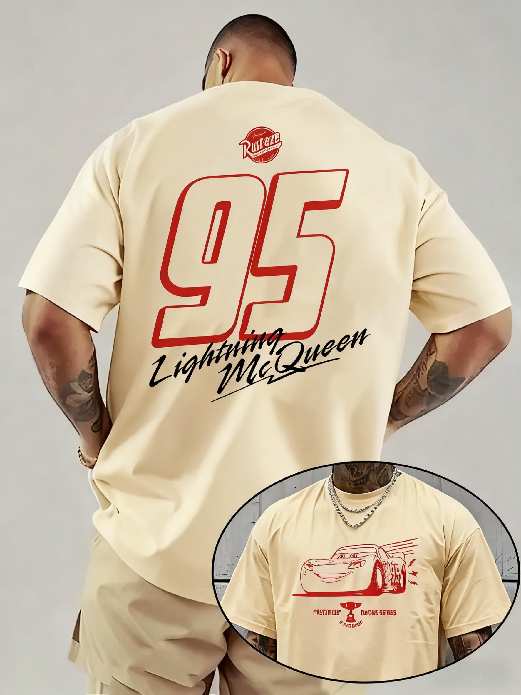 

202526 Summer Disney McQueen 95 Printed Pure Cotton Tshirt Fashionable Loose Casual Shortsleeved for Both Men and Women 4XL