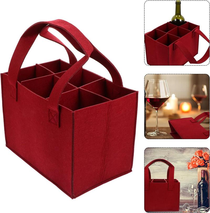 Reusable 6 Compartment Wine Tote Bag Felt Cup Holder Camping Glass Carrier Or Beer Drink Picnic Wedding Bbq Party Supplies