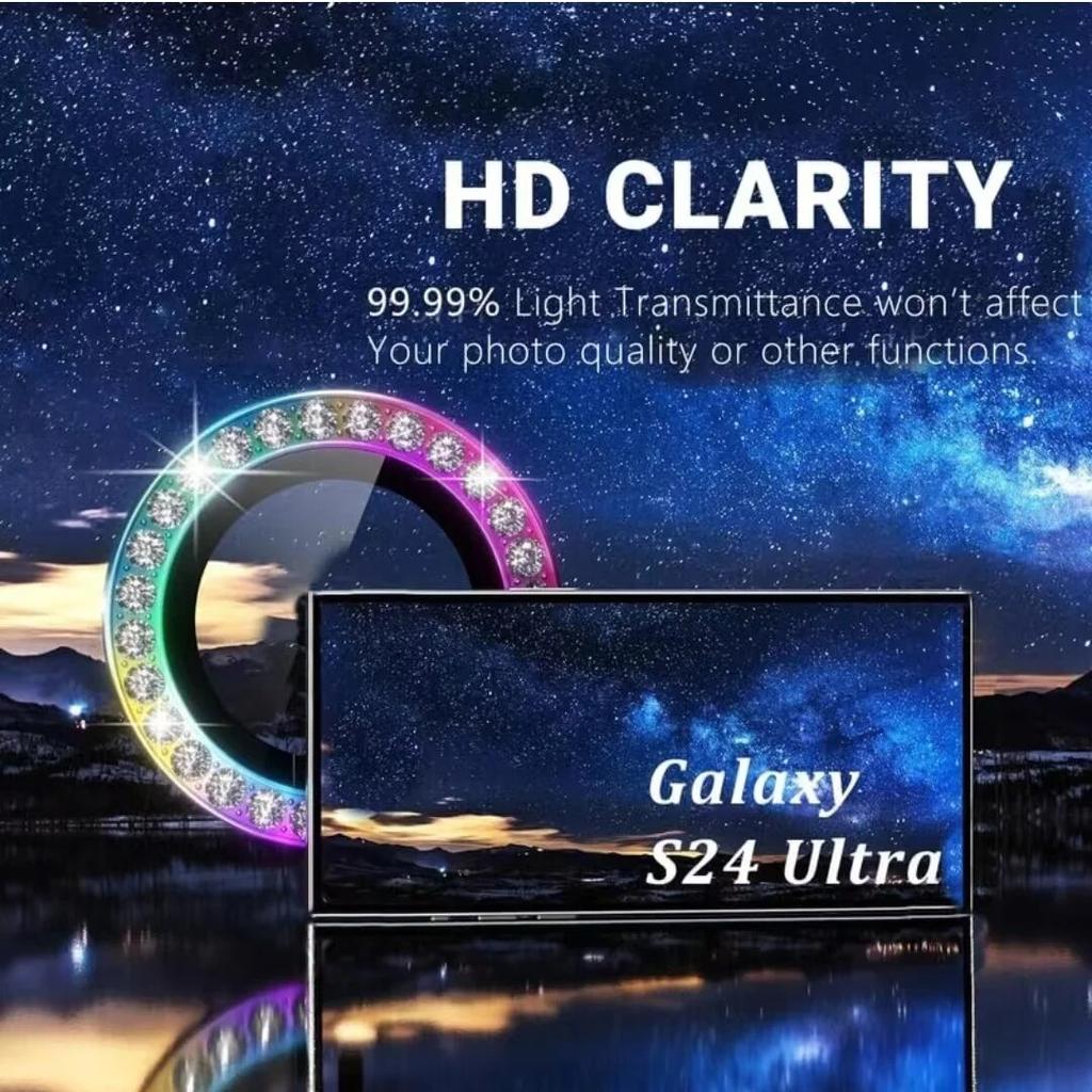 Protezione Fotocamera Anello Diamantato Per Samsung Galaxy S24Ultra S24Plus S24 Custodia in Vetro per Obiettivo Per Samsung S24ultra Copertura Tappo Obiettivo Posteriore