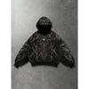 Oversized Hooded Sweatshirt With Skull Print Streetwear Unisex Loose Fit Casual Top
