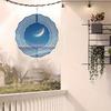 Mondsichel Ozean Windspiel mit 360-Grad-Haken Blau Weiß Gestreifte Metallkunst für Garten Balkon Terrasse Dekor Geschenk für jede Jahreszeit