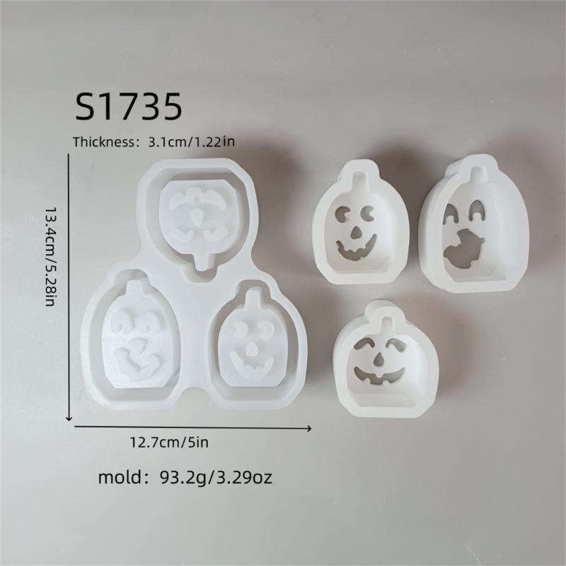 4 Cavities Pumpkins Silicone Molds Halloween Theme Silicone Molds Easy Demolding For Epoxy Resin Candle Tealight Holder