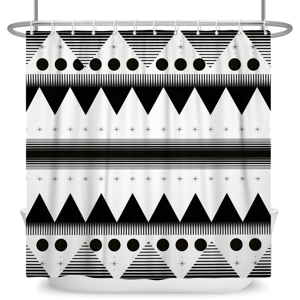 Geometrisches Muster Duschvorhang Modern Minimalistisch Wasserdicht Badvorhang Badezimmer Dekor Polyesterstoff Mit Haken Inklusive
