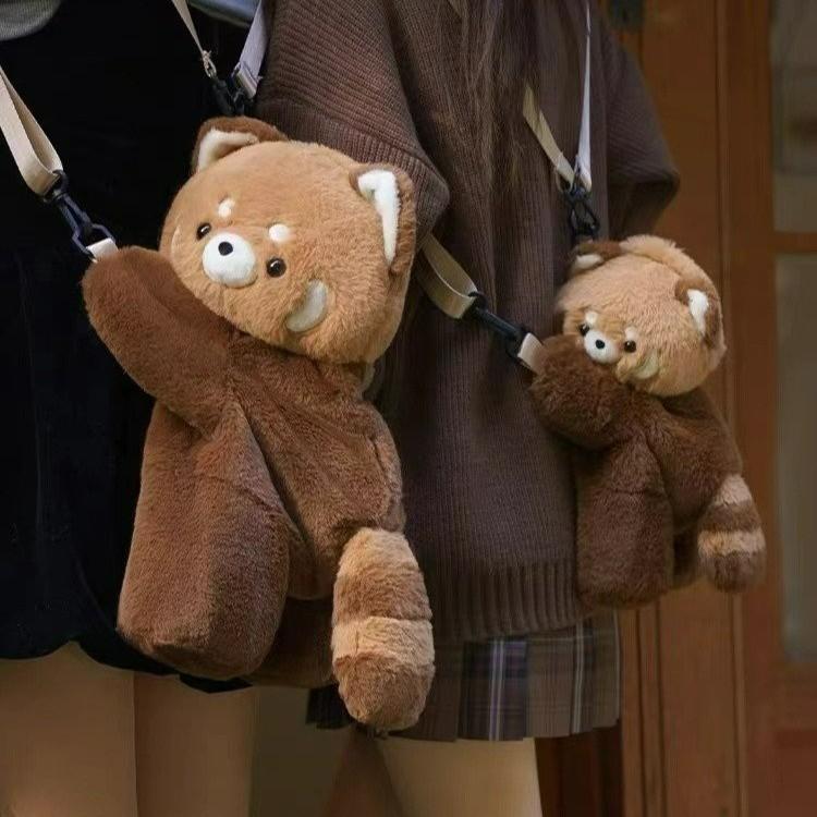 Little Raccoon Bag Plush Red Panda Messenger Bag Girl Backpack Doll Cartoon Backpack