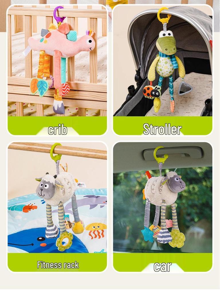 Multifunctional Baby Car Seat Crib Toy: Stroller Pendant, Funhouse Mirror, Soothing Rattle