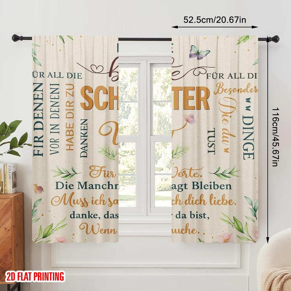 2pcs,2D plane printing Creative Curtains Best Sister Pillow Versatile Polyester (without rod) Festive Perfect for Living Room &