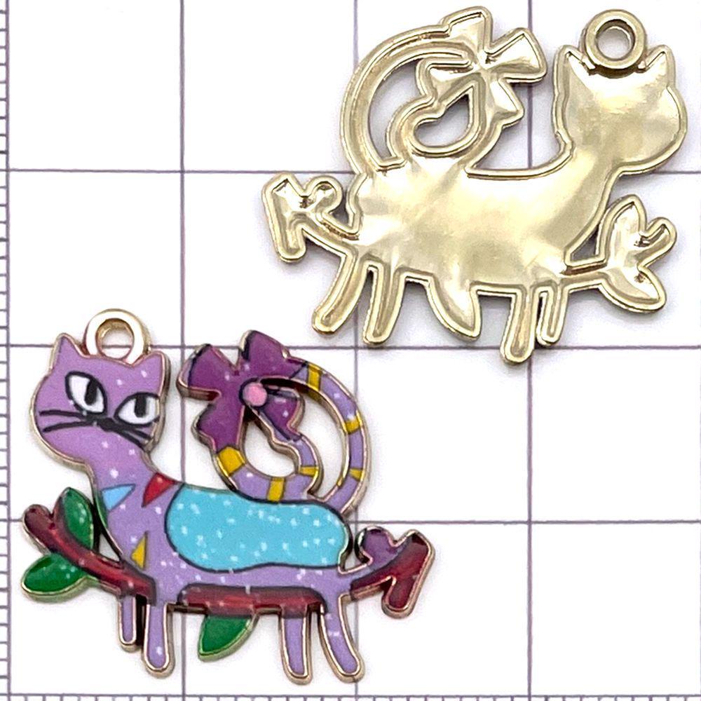 10 Colorful Enamel Alloy Cat Pendant Charms for DIY Jewelry