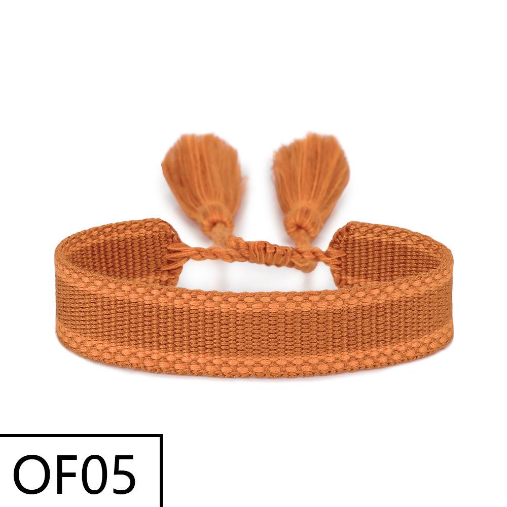 Embroiderable Polyester Cotton Letter Tassel Bracelet for Women – 1.5cm Woven Wristband