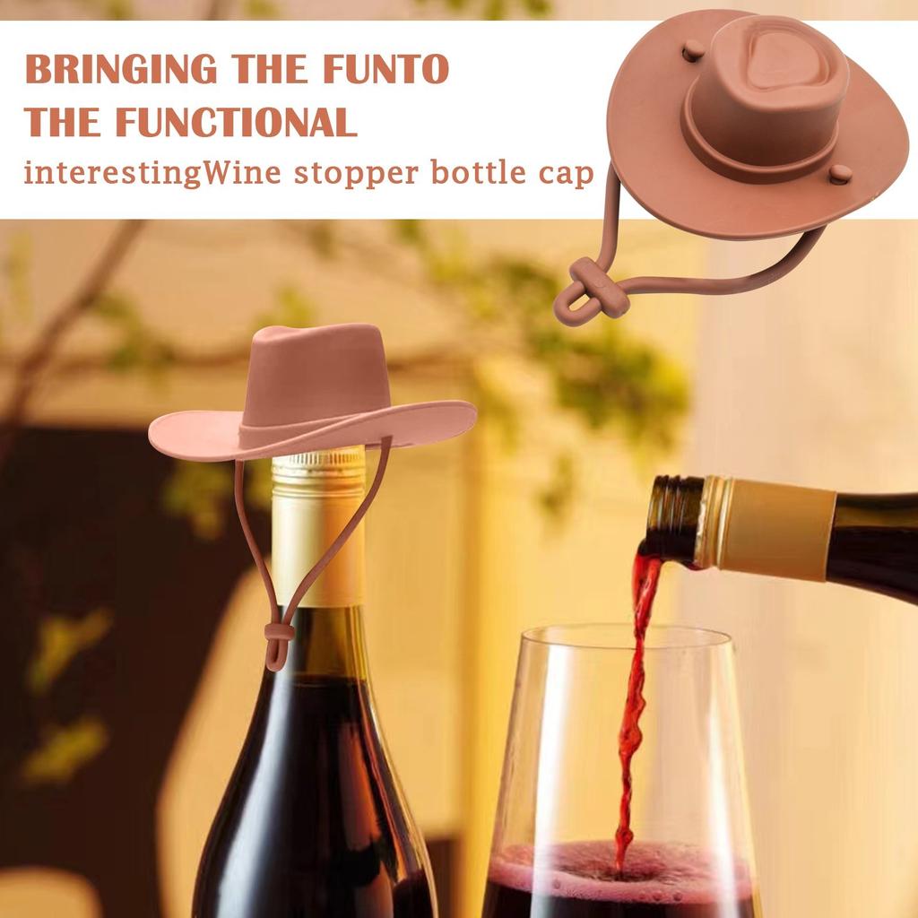 Cowboy Hat Wine Packaging Funny Silicone Bottle Cap