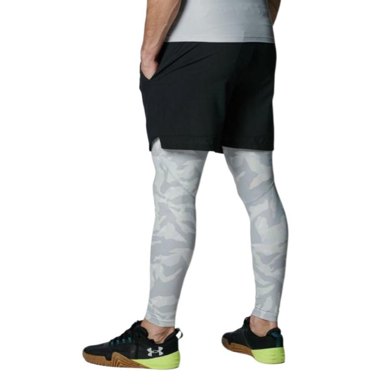 Under Armour Animal Print Logo Elastic Slim Fit Leggings Men Bottoms Light-Gray 1384788-011