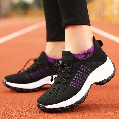 Damen Sneaker Walking Fitnessschuhe für Damen Klobige Plateauschuhe Höhenerhöhend Atmungsaktive Slipper Elastische Damen Freizeitschuhe