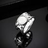 Huajie Men's Retro Inlay White Moon Stone Ancient Silver Color Rings for Men Charming Classic Party  Trend