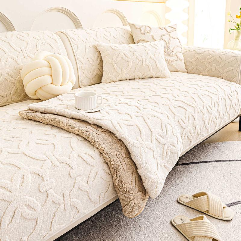 Shu Cotton Lint Beige Aesthetic Couch Pad Padded Fall Alongside Frosty Anti-skid Seating Pillow Solo Unit Rectilinear Line Wrap