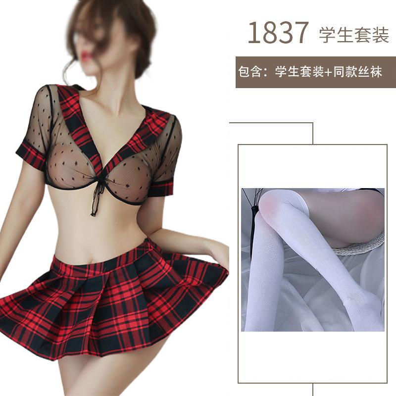 Sex Underwear Cute Pure School Girl Uniform Black and Red Plaid Sex Uniform Short Skirt Suit Cosplay