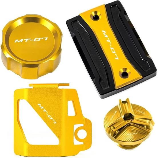 

Совместимо с Yamaha MT07 MT-07 2021 2022 MT 07 FZ07 FZ-07 2014-2024 Мотоцикл Передний Задний Бачок Тормозной Жидкости Крышка Заливной Крышки Масла(1 комплект 1 set Gold