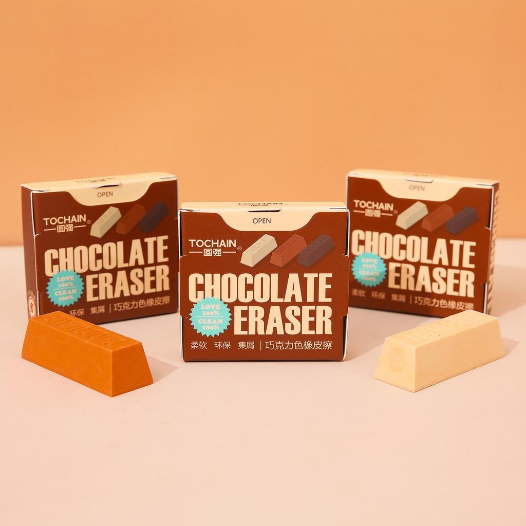 Mini Chocolate Stick Erasers 3pcs/pack Soft TPR Eraser Less Dust for Pencil Cleaning Stationery Office For Student