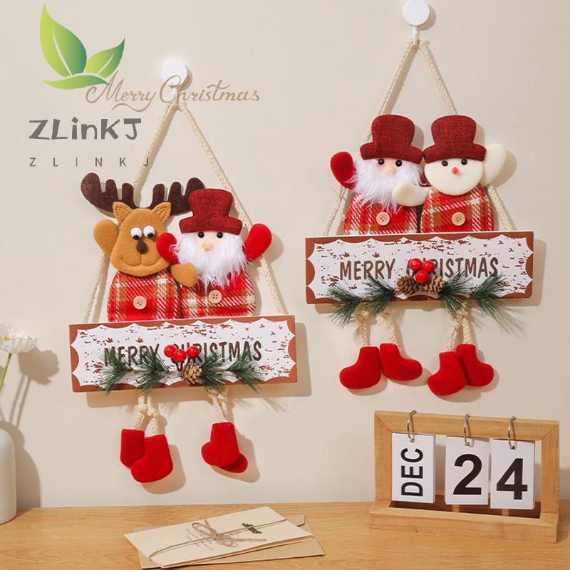 Christmas Decorations Wooden Snowmen Santa Claus Reindeer Door Hanging Ornament XmasTree Indoor Scene Layout Home New Year Decor