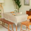 Dining Table Coffee Table Tablecloth Jacquard Cotton And Linen Lattice Fringed Lace Rectangular Pastoral Tablecloth