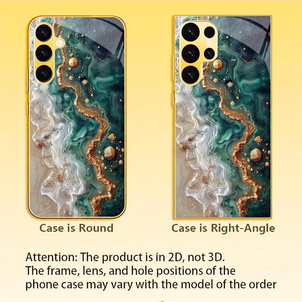 Green Sand Flow Pattern Glass Phone Case for Samsung Galaxy S26 22 23 24 25 PLUS S21 22 23 24 25 ULTRA Back Cover