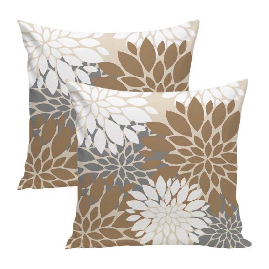 2 Pcs Throw Pillowcase Dahlia Printing Square Cushion Sham Diner Restaurant Hotel Bedroom Office Pillow Cover Machine Washable Zipper Pillowcases
