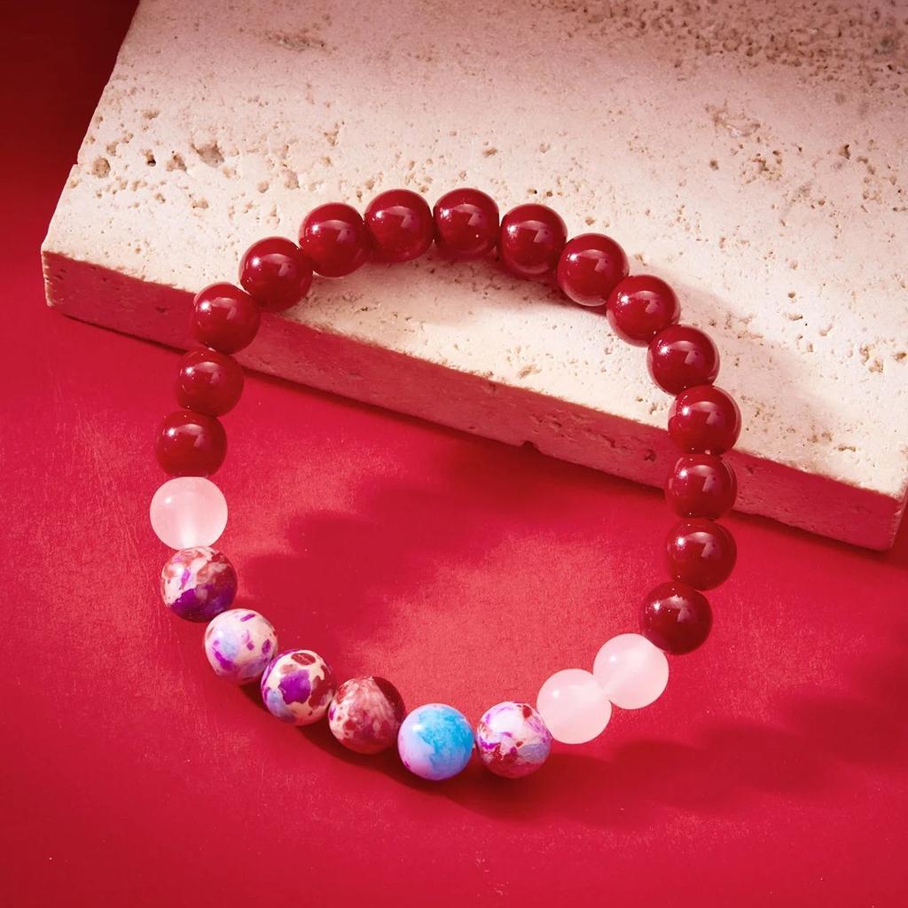 Minimalist Handmade Beaded Tassel Bracelet for Women Exquisite Red Crystal Maple Leaf Pendant Bracelet Friendship Jewelry Gifts