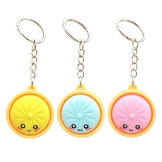 3Pcs Mini Dumpling Keychain Pendant, Soft Food Charm Cartoon Snack Accessories for Bags Car Keys School Gym