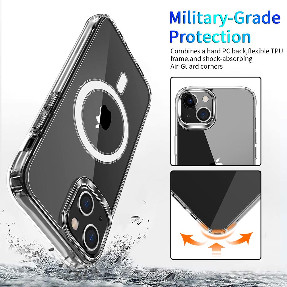 For iPhone 15 Plus Magnetic Case Compatible with Magsafe TPU+Acrylic Anti-drop Phone Cover