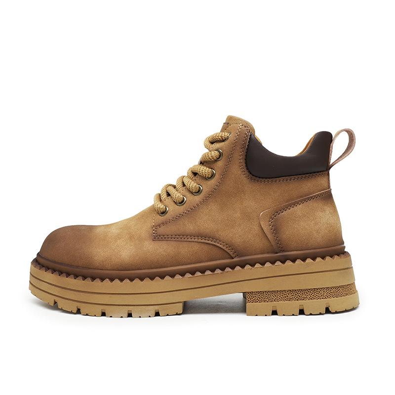 Martin Boots Men's Comfortable Retro High-top Tooling Boots Wear-resistant Thick-soled Heightening Rhubarb Boots