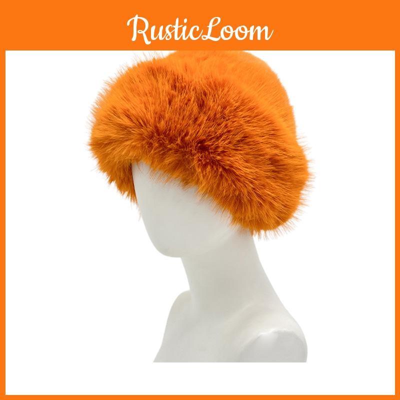 Plush Faux Fur Fisherman Hat Solid Color Thickened  Furry Stylish Winter Warm