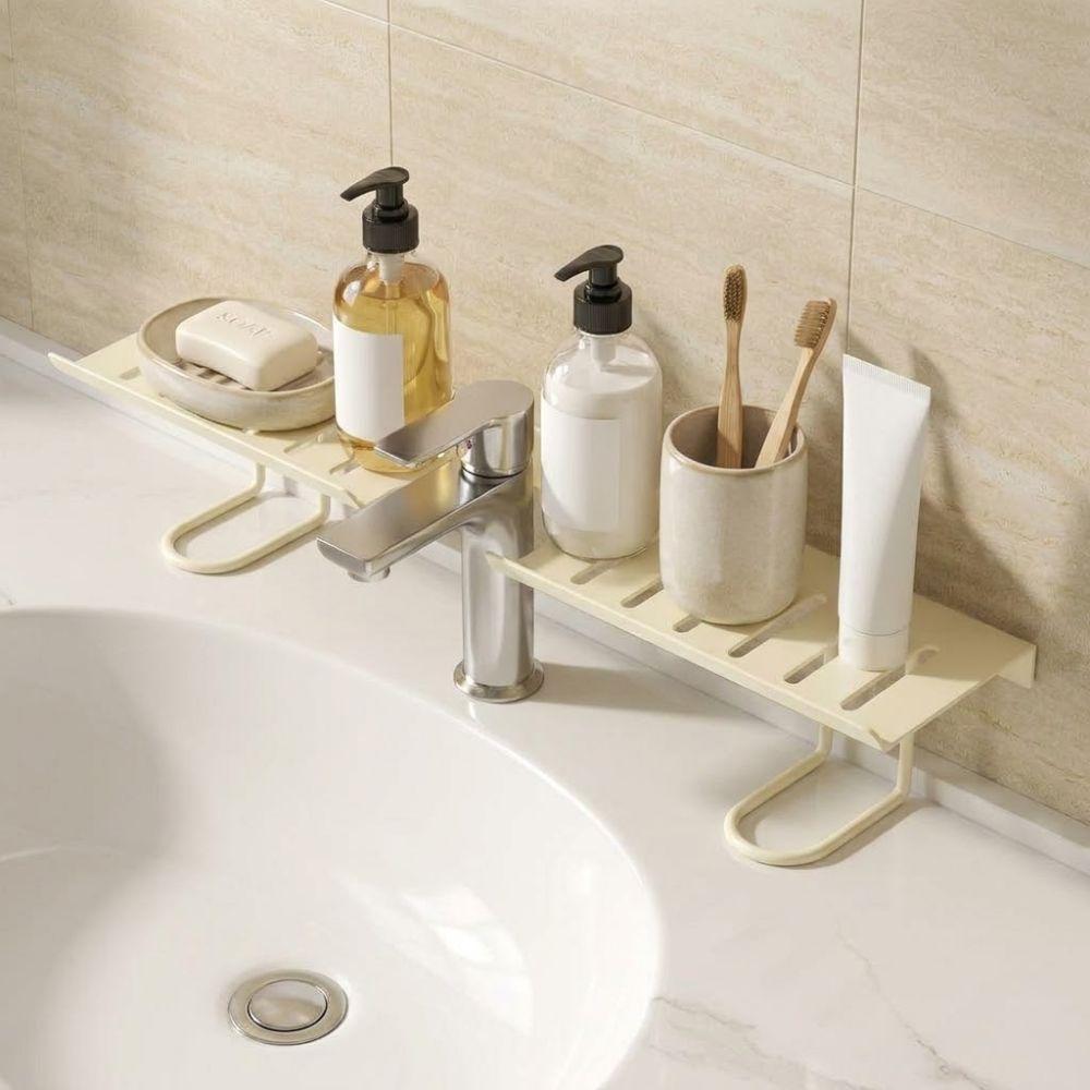 Carbon Steel Bathroom Storage Rack Rustproof Water Drainage Faucet Storage Shelf Large Capacity Punch Free Kitchen Sink Shelf