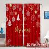 2D Flat Printing  JIT 2pcs   Curtains (Without Rod) Festive Wonderland(2) Chic Curtains&Window Treatment Versatile 100% Polyester