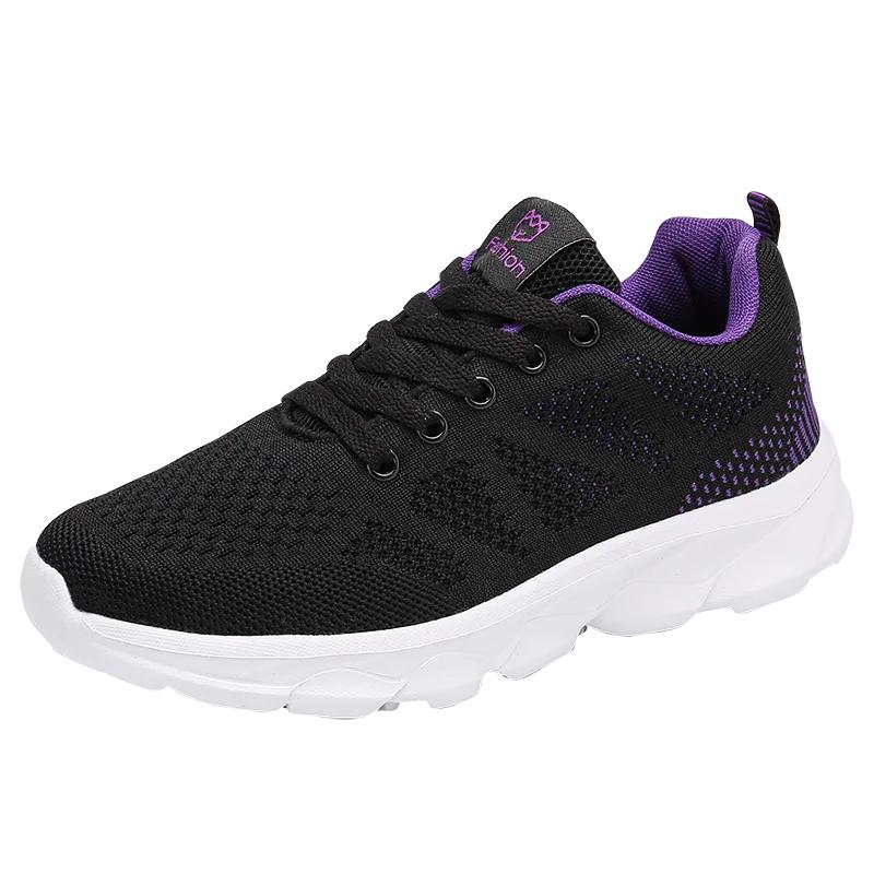 Ladies Flats Casual Sneakers Flying Weaving Non-Slip Sports Jogging Shoes Women Casual Shoes Fashion Breathable Walking Shoes