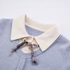 Xiangying Faux Two-Piece Polo Collar Knitted Sweater