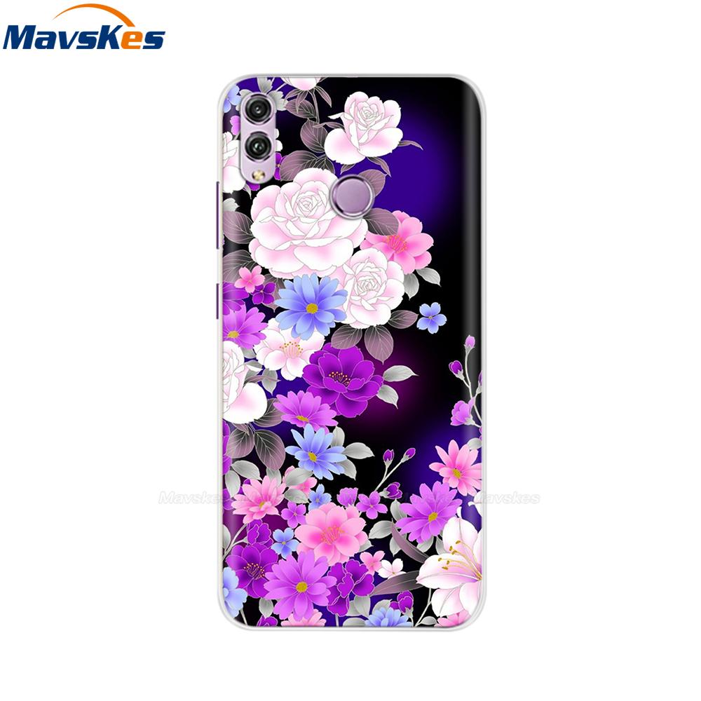

for Honor 8X Case Painted Soft Silicone TPU Phone Cover for Honor 8X 8 X Honor8X Case Cover Phone Cases Shell Coque Bags Flower Honor 8X