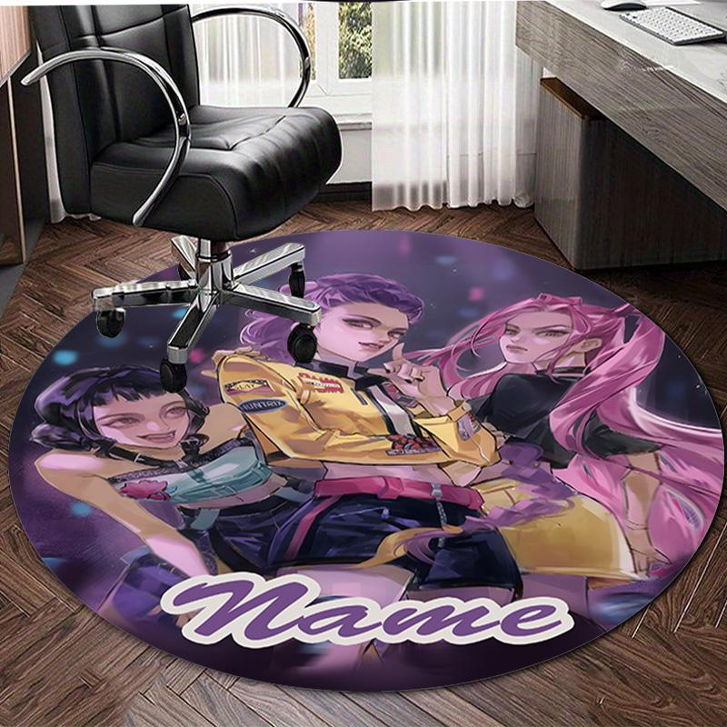 Personalized K-KPop Demon Hunters Round Chair Office Rug - Perfect for Mat, Office Chair & More - Ideal Gift for Birthdays and Holidays