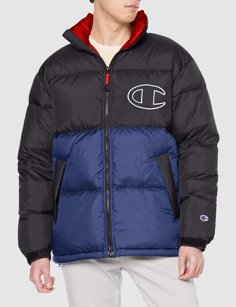 Champion Down Drawcord Big C Logo Size M Men's Jacket, Water-Repellent, Warm, Hem, Color-Changing, Embroidery, Black, (C3-S607)